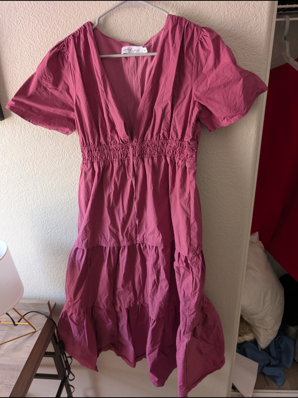 Petal & Pup Mauve Tiered V-Neck Dress